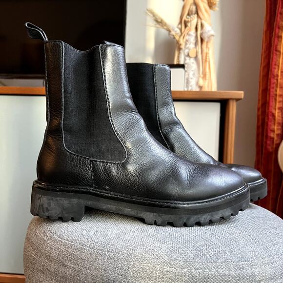Reformation Katerina Boots leather chelsea black size 6,5 - Picture 1 of 7